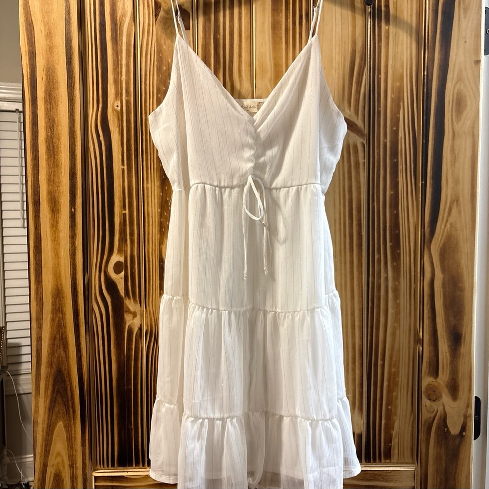 Altar'd State White V-Neck Spaghetti Strap Dress